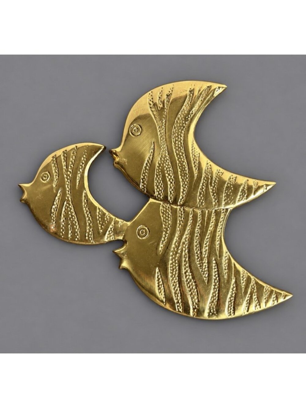 VIntage Brass Angel Fish Wall Hanging Metal Decor